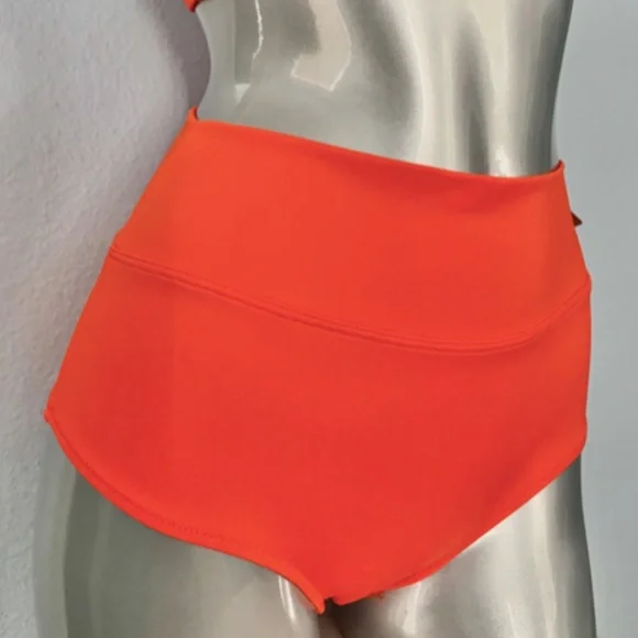 PINK Victorias Secret Swim Suit Set Orange Wrap Top & High Waist Bikini Bottom S - Picture 4 of 8